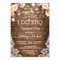 I DO BBQ Engagement Party Rustic Country Floral Invitation