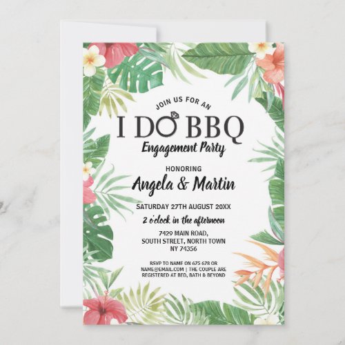 I DO BBQ Engagement Party Tropical Aloha Invite