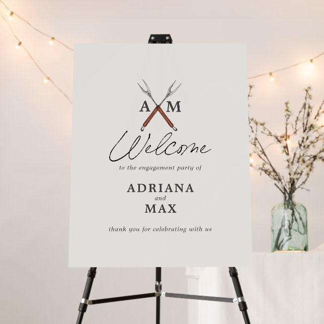 I Do BBQ Engagement Party Welcome Foam Board (In Situ (Stand))