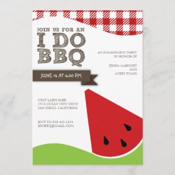 I Do Bbq Engagement Party With Watermelon Art Invitation by GreenLeafDesigns at Zazzle