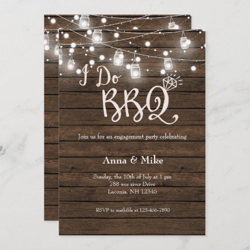 I DO BBQ Engagement Stringlight Invitation