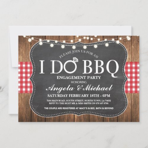 I DO BBQ Engagment Couples Shower Party Invite