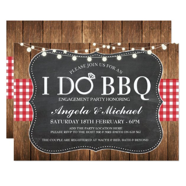 I DO BBQ Engagment Couples Shower Party Invite