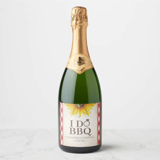 I Do BBQ Gift Ideas Sparkling Wine Label (Front)