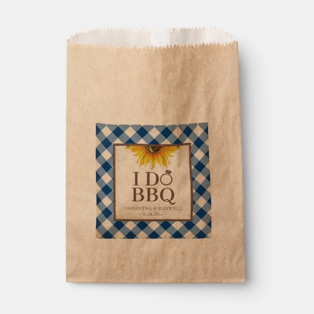 I Do BBQ Gingham and Sunflower Favor Bag (Front)
