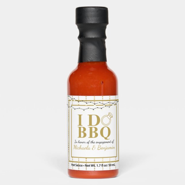I Do BBQ Gold Engagement Party Couples Shower Hot Sauces (Front)