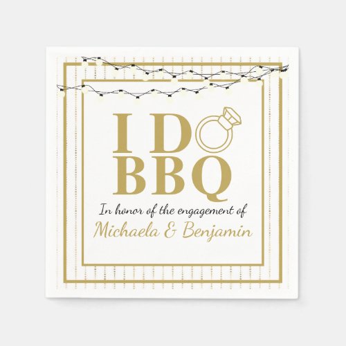 I Do BBQ Gold Engagement Party Couples Shower Napkins