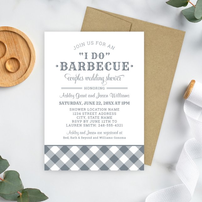 I Do BBQ Gray Couples Wedding Shower Invitation (Creator Uploaded)