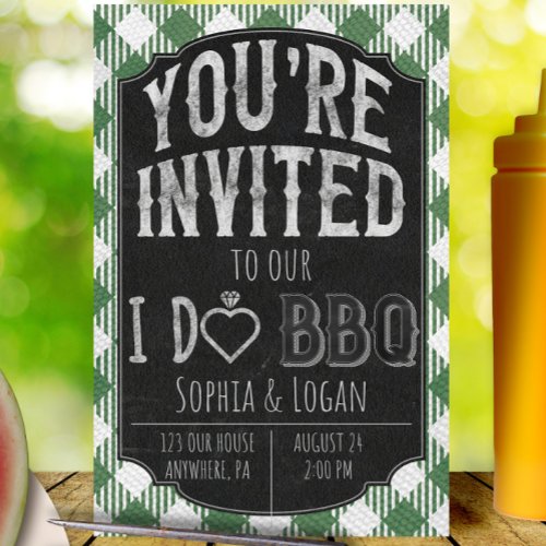 I Do BBQ Green Bridal  Wedding Shower Invitation