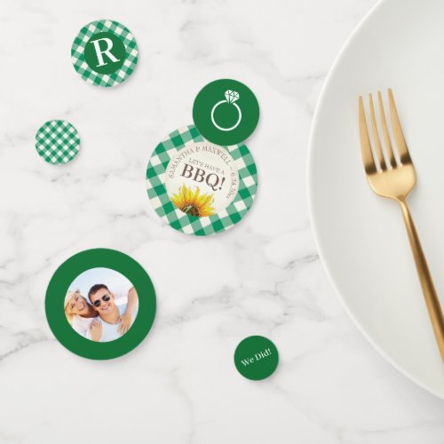 I Do BBQ Green Gingham Wedding Shower Confetti