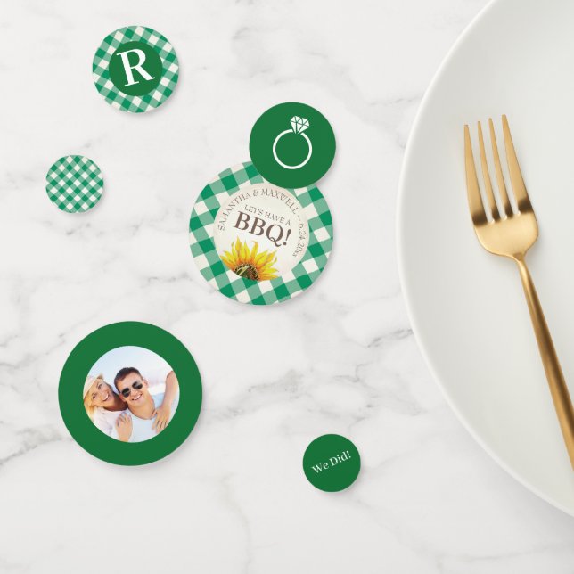 I Do BBQ Green Gingham Wedding Shower Confetti (Group)