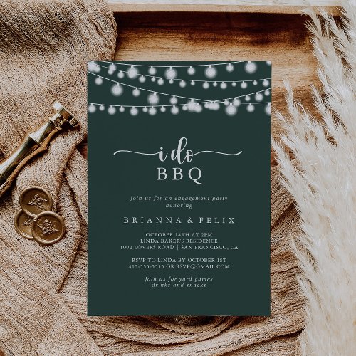 I Do BBQ Green Lights Engagement Party   Invitation