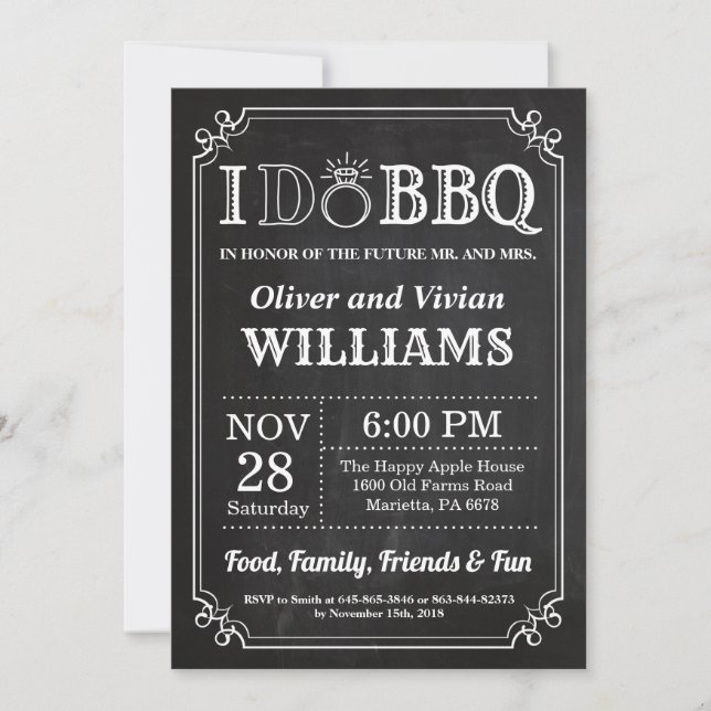 I DO BBQ Invitation Chalkboard Wedding Engagment (Front)