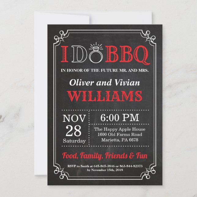 I DO BBQ Invitation Chalkboard Wedding Engagment (Front)