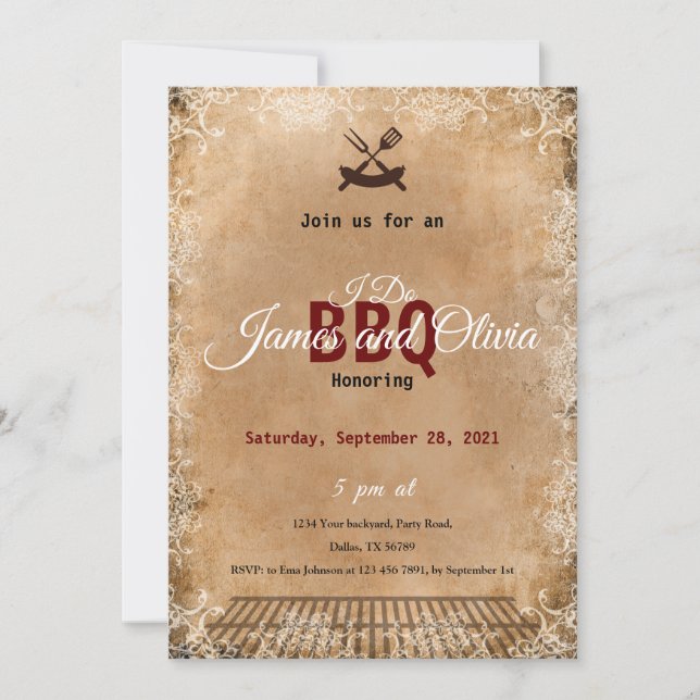 I Do BBQ Invitation, Couples Shower Engagement  Invitation (Front)