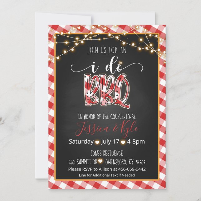 I Do BBQ Invitation - Gingham (Front)