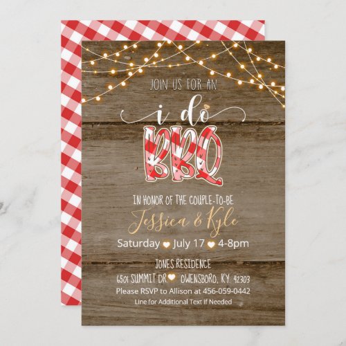 I Do BBQ Invitation _ Rustic Gingham