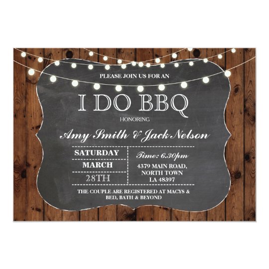 I Do Bbq Invitation Rustic Lights Couples Invite