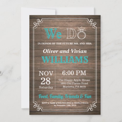 I DO BBQ Invitation Rustic Teal Wedding Engagment