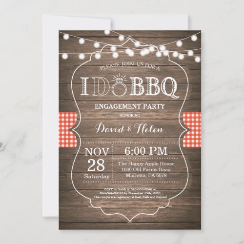 I DO BBQ Invitation Rustic Wedding Engagement