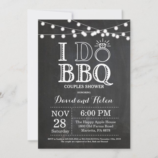 I DO BBQ Invitation Rustic Wedding Engagment (Front)