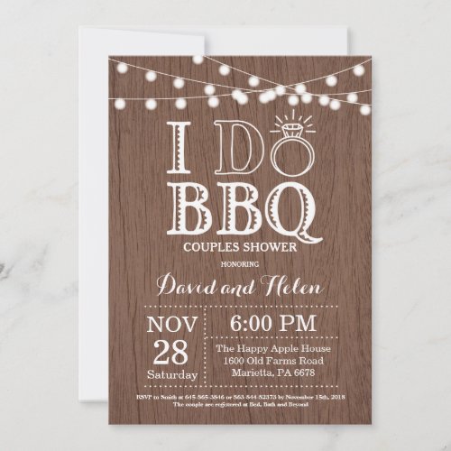 I DO BBQ Invitation Rustic Wedding Engagment