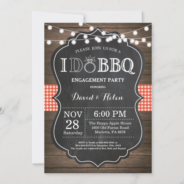 I DO BBQ Invitation Rustic Wedding Engagment (Front)