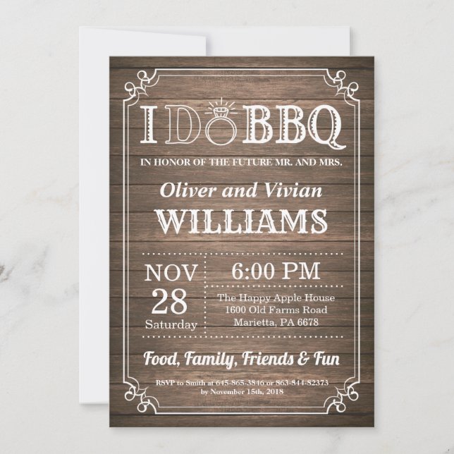 I DO BBQ Invitation Rustic Wedding Engagment (Front)