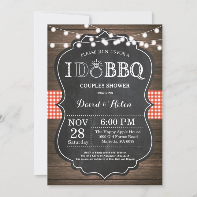 I DO BBQ Invitation Rustic Wedding Engagment (Front)