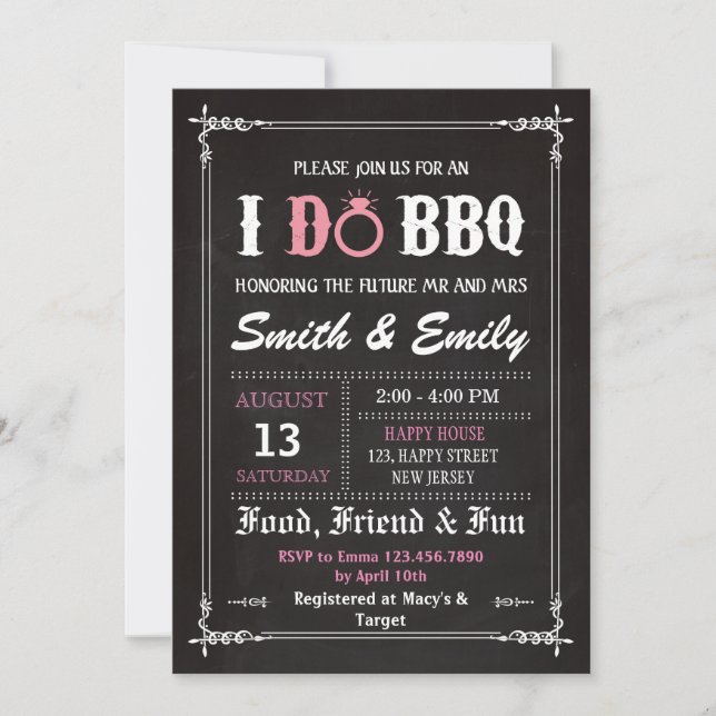 I Do BBQ Invitation. Wedding Party Invitation (Front)