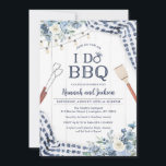 I Do BBQ Invitation with Navy and Light Blue<br><div class="desc">Invite guests to a blue themed I Do BBQ couples shower or casual rehearsal dinner to celebrate the happy couple! This invitation features dusty blue watercolor florals with accents of navy gingham against a white wash barn board.</div>