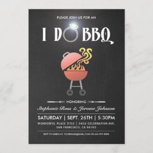 I Do BBQ Invitations - Chalkboard Diamond Ring
