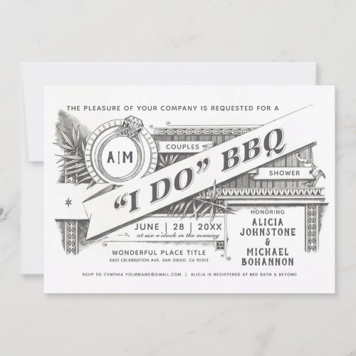 I Do BBQ Invitations  Couples Shower  Vintage