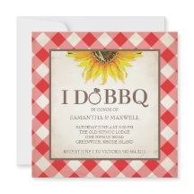 I Do BBQ Invitations Red Gingham and Sunflower