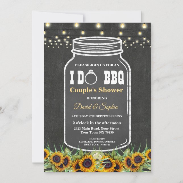 I DO BBQ Mason Jar Chalkboard Couples Shower Invitation (Front)