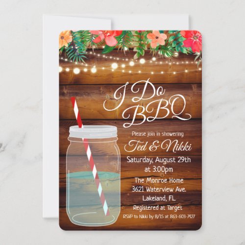 I Do BBQ Mason Jar Couples Shower Invitation