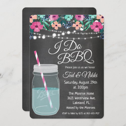 I Do BBQ Mason Jar Invitation