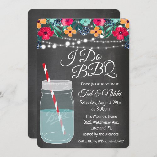 I Do BBQ Mason Jar Invitation