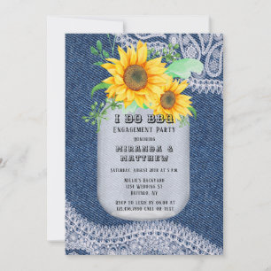 I Do BBQ Mason Jar Sunflowers Engagement Party Invitation