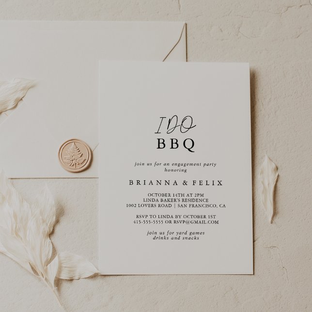 I Do BBQ Modern Elegant Engagement Party   Invitation (Creator Uploaded)