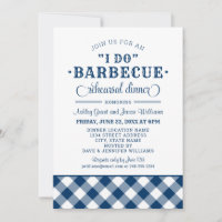 I Do BBQ Navy Blue Gingham Rehearsal Dinner Invitation