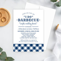 I Do BBQ Navy Blue Gingham Wedding Couples Shower