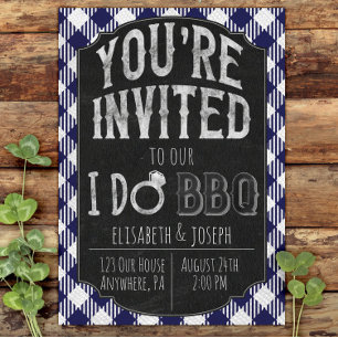 I Do BBQ Navy Bridal & Wedding Shower Invitation