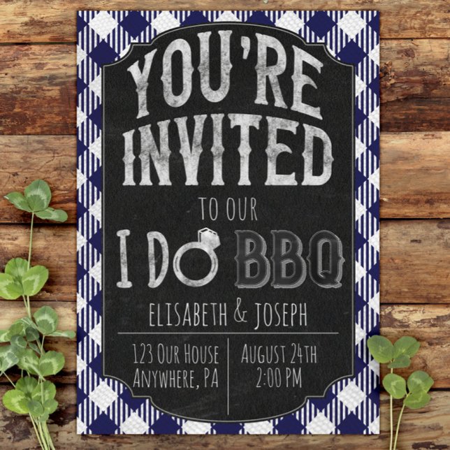 I Do BBQ Navy Bridal & Wedding Shower Invitation (Creator Uploaded)