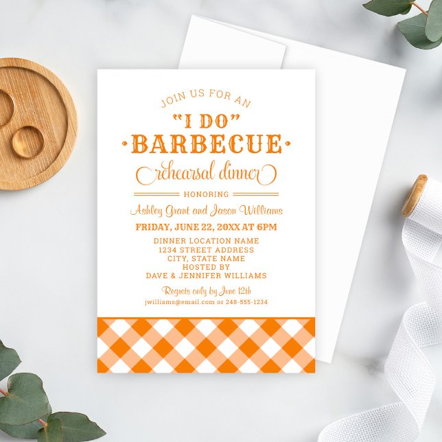 I Do BBQ Orange Rehearsal Dinner Invitation (Creator Uploaded)