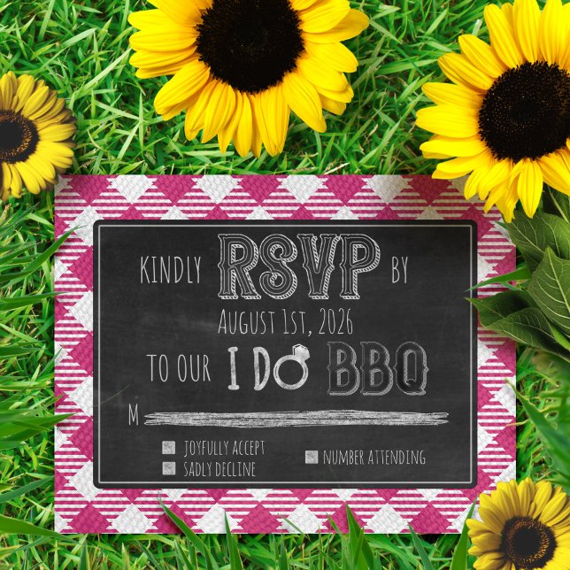 I Do BBQ Outdoor Summer/Spring Pink Wedding RSVP Enclosure Card (Creator Uploaded)