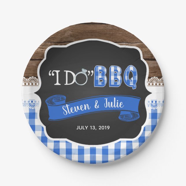I Do BBQ Paper Plate - Blue (Front)