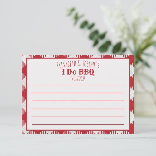 I Do BBQ Party Blank Activity Answer  Address Note Card