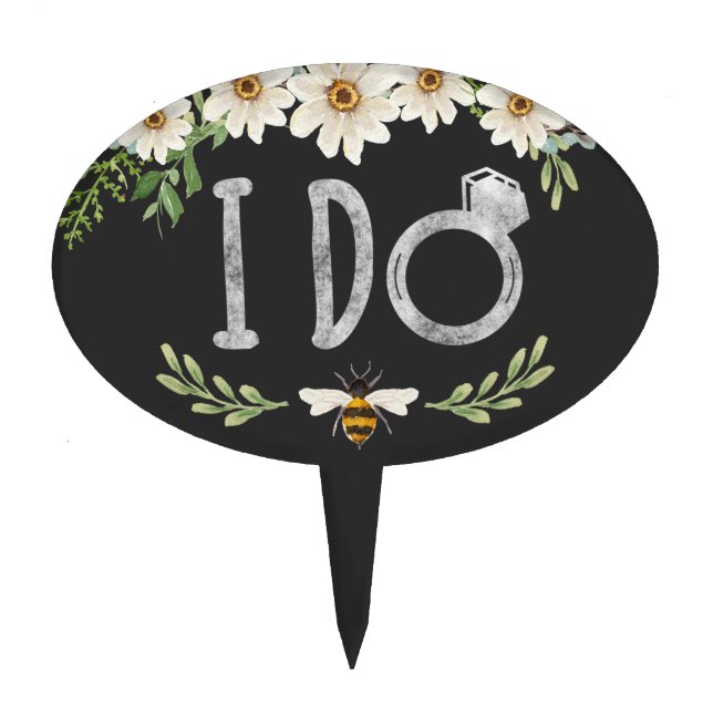 I Do BBQ Party Chalkboard Centerpiece Cake Topper (Front)
