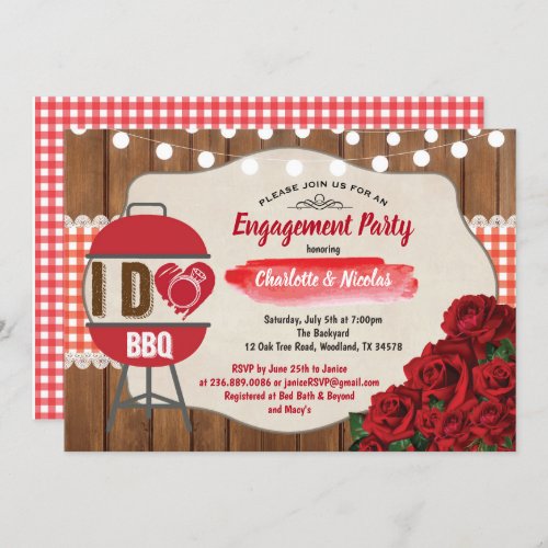 I Do BBQ party engagement couple shower invitation